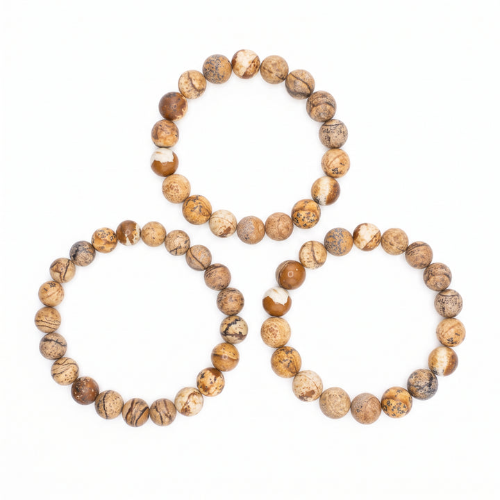 Picture Jasper Metal-Free Stretch Bracelet – 8mm Natural Earth Stone Jewelry
