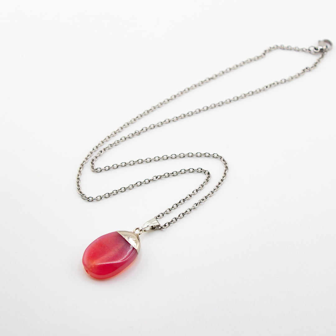 Pink Agate Geode Pendant – Heart Chakra Crystal for Love, Joy & Emotional Healing
