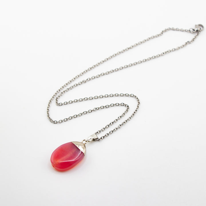 Pink Agate Geode Pendant – Heart Chakra Crystal for Love, Joy & Emotional Healing