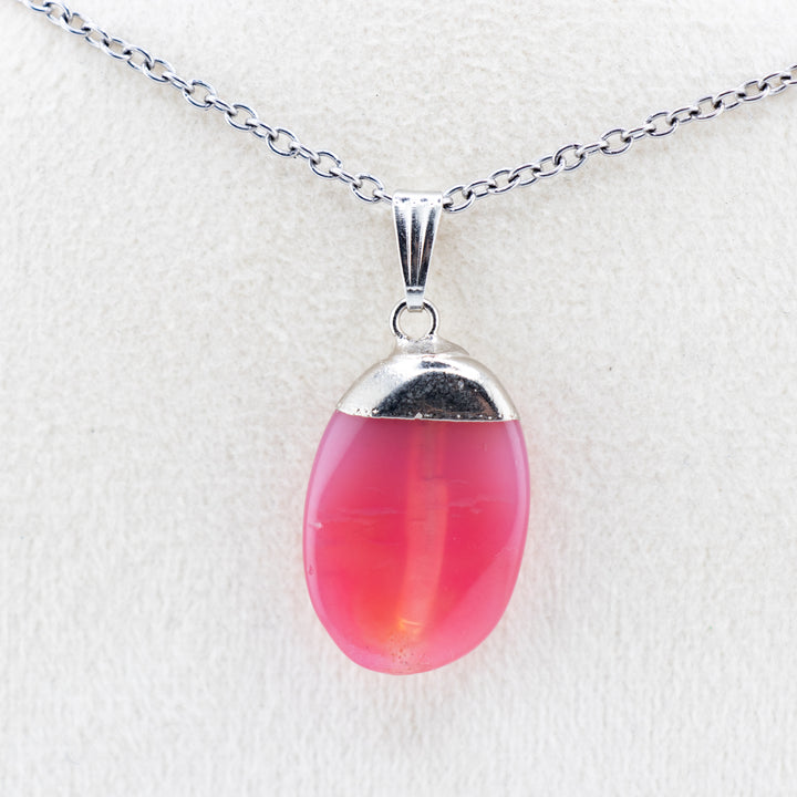 Pink Agate Geode Pendant – Heart Chakra Crystal for Love, Joy & Emotional Healing