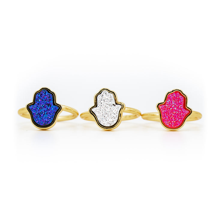 Hand Shaped Druze Ring for Women & Men - Gemstone Ring Jewelry Gift