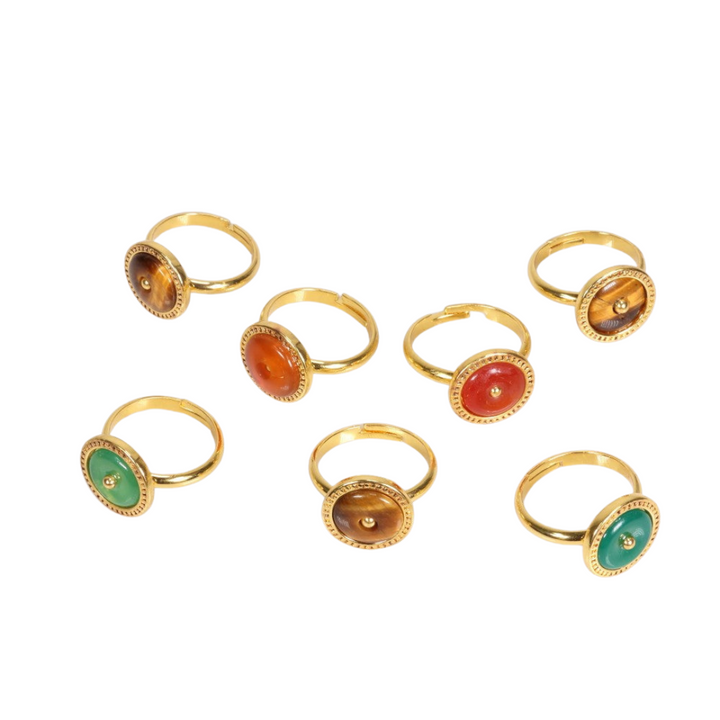 Bague en pierres précieuses naturelles pour femmes et hommes - Cadeau bijou en pierres précieuses