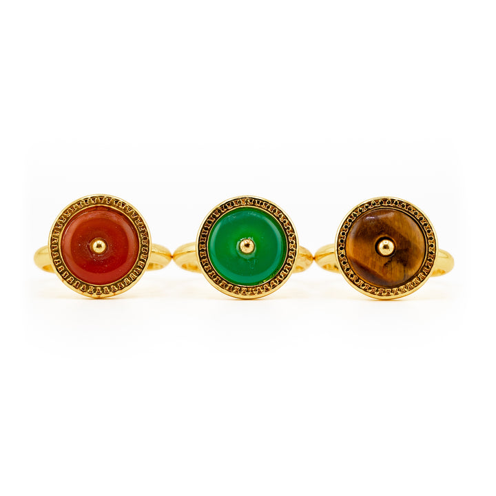 Bague en pierres précieuses naturelles pour femmes et hommes - Cadeau bijou en pierres précieuses