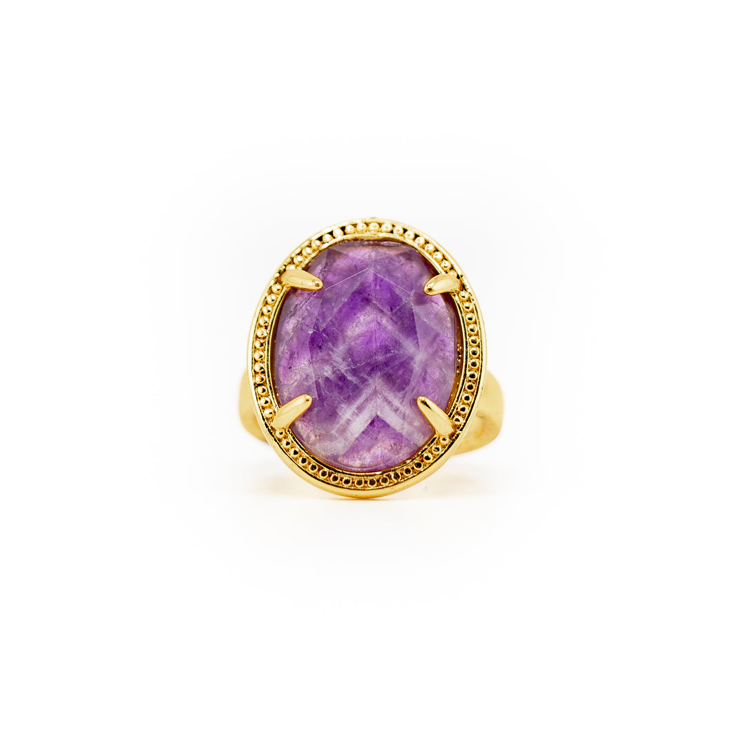 Bague en pierres précieuses naturelles pour femmes et hommes - Cadeau bijou en pierres précieuses