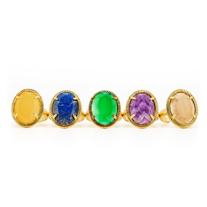 Bague en pierres précieuses naturelles pour femmes et hommes - Cadeau bijou en pierres précieuses