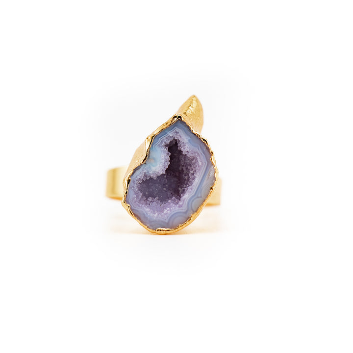 Bague en pierres précieuses naturelles brutes pour femmes et hommes - Cadeau bijou