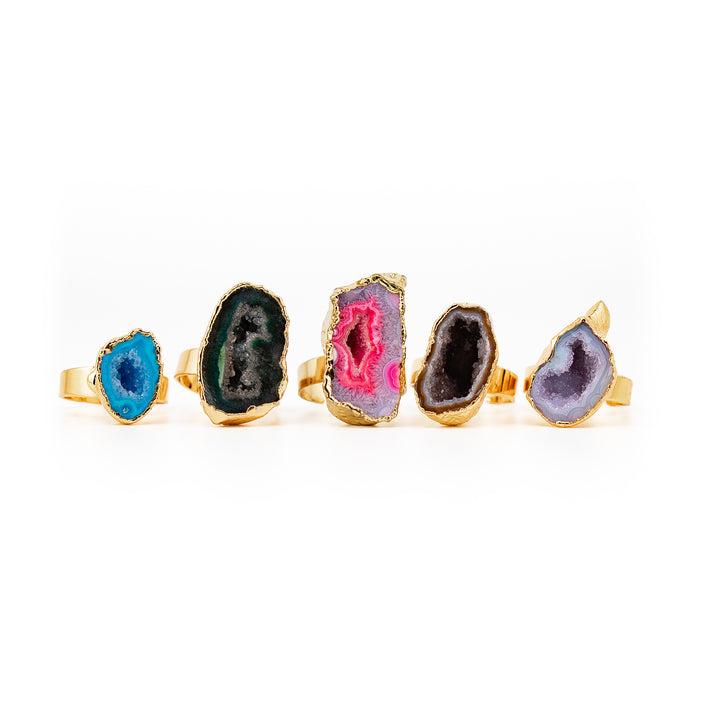 Bague en pierres précieuses naturelles brutes pour femmes et hommes - Cadeau bijou