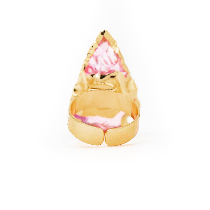 Anillo de piedra preciosa natural en forma de flecha para mujeres y hombres - Regalo de joyería con piedras preciosas