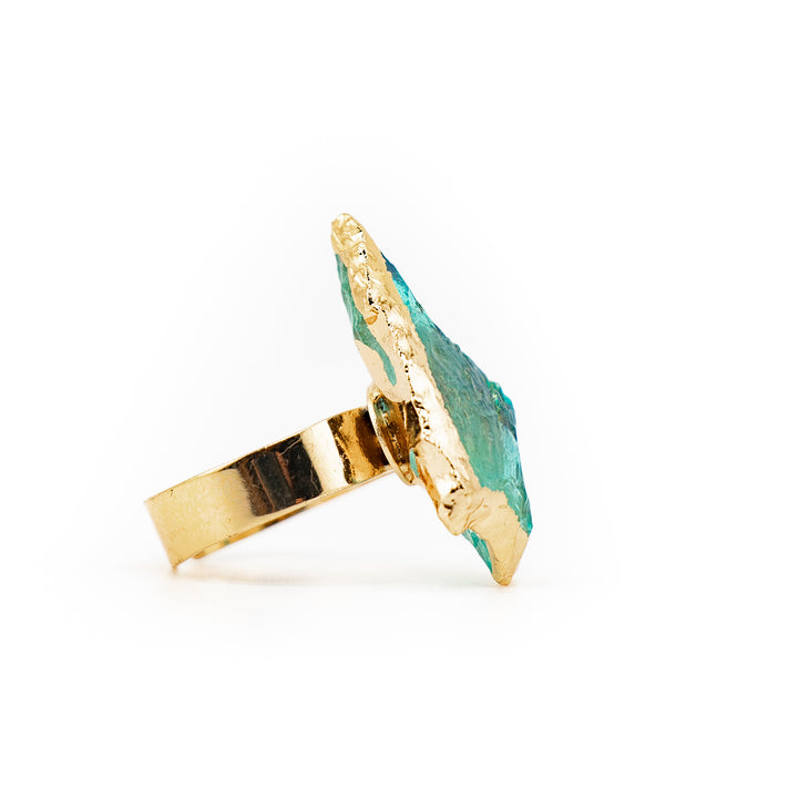 Anillo de piedra preciosa natural en forma de flecha para mujeres y hombres - Regalo de joyería con piedras preciosas