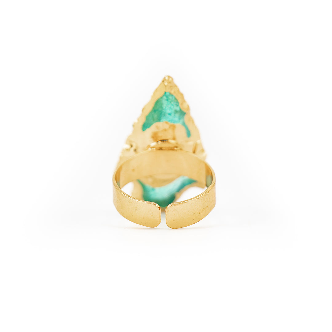 Anillo de piedra preciosa natural en forma de flecha para mujeres y hombres - Regalo de joyería con piedras preciosas
