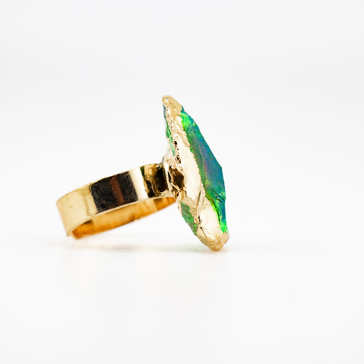 Anillo de piedra preciosa natural en forma de flecha para mujeres y hombres - Regalo de joyería con piedras preciosas