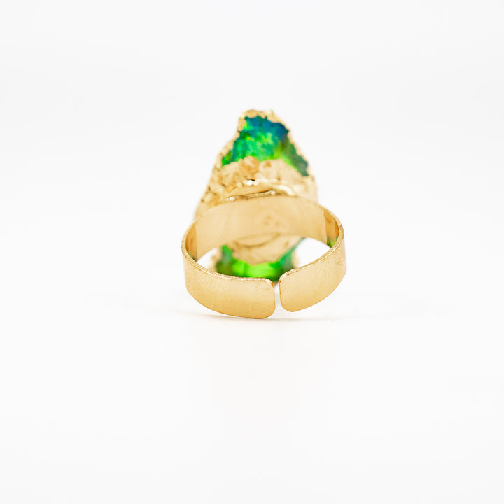 Anillo de piedra preciosa natural en forma de flecha para mujeres y hombres - Regalo de joyería con piedras preciosas