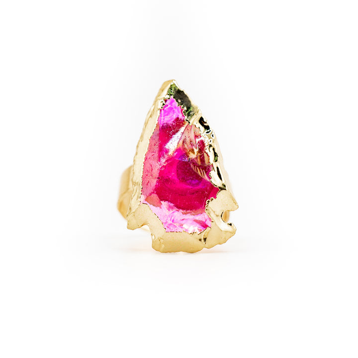 Anillo de piedra preciosa natural en forma de flecha para mujeres y hombres - Regalo de joyería con piedras preciosas