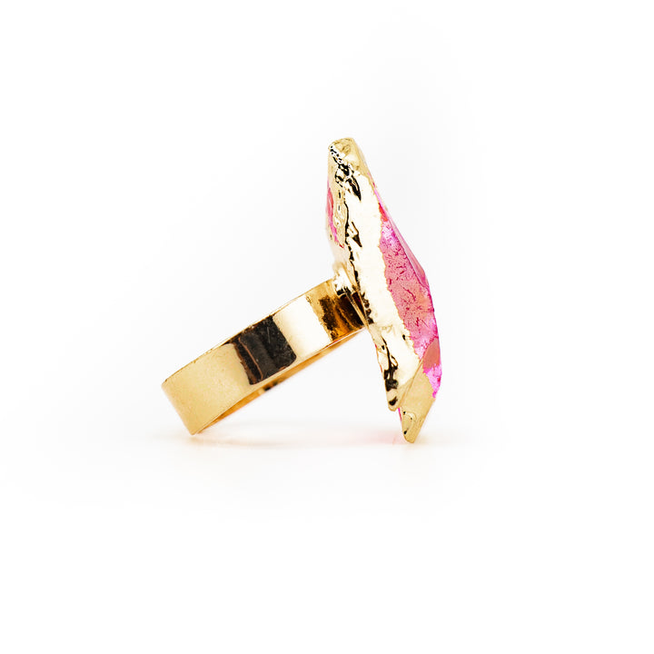 Anillo de piedra preciosa natural en forma de flecha para mujeres y hombres - Regalo de joyería con piedras preciosas