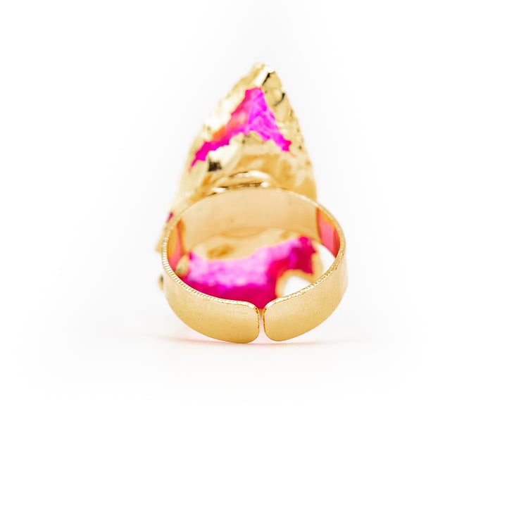 Anillo de piedra preciosa natural en forma de flecha para mujeres y hombres - Regalo de joyería con piedras preciosas