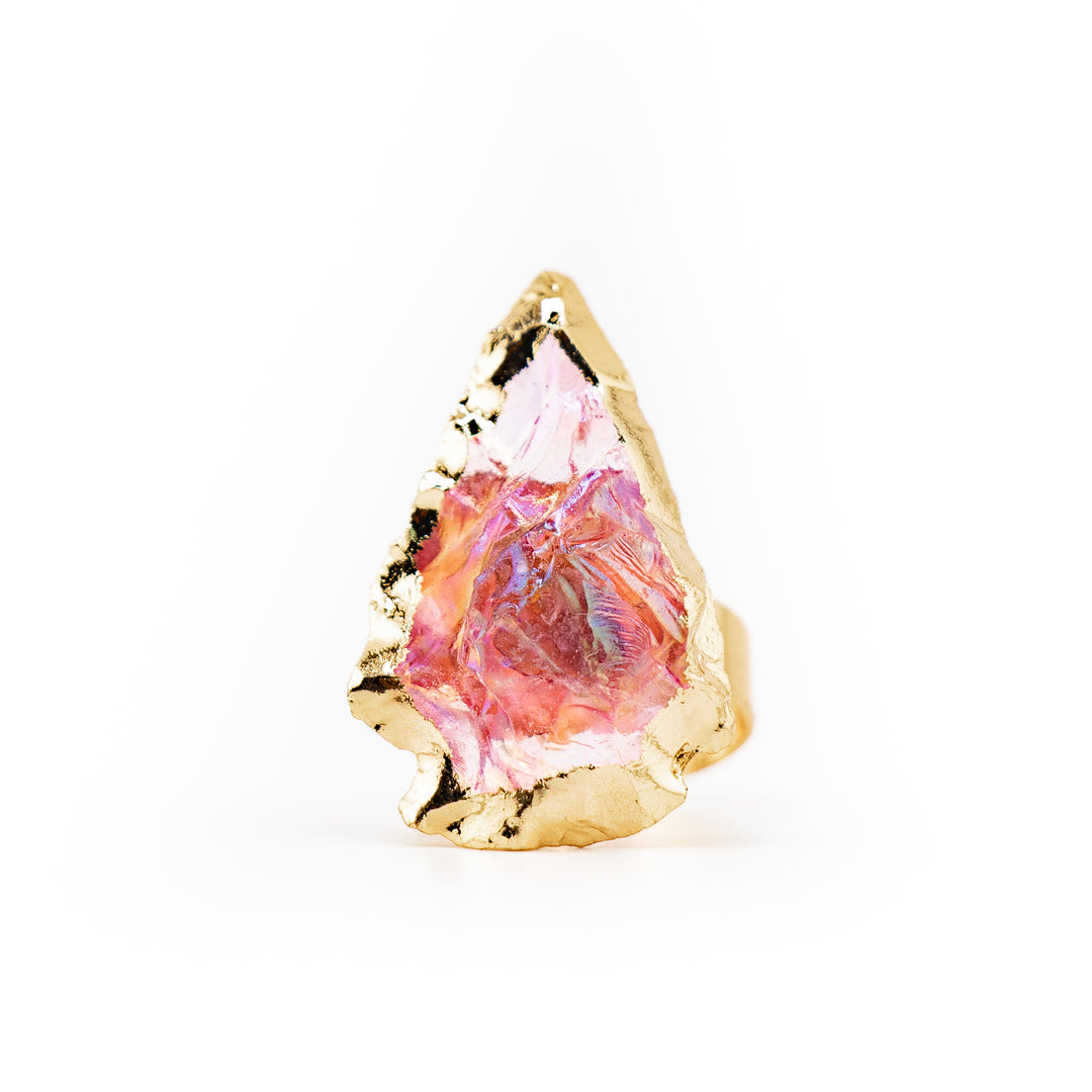 Anillo de piedra preciosa natural en forma de flecha para mujeres y hombres - Regalo de joyería con piedras preciosas
