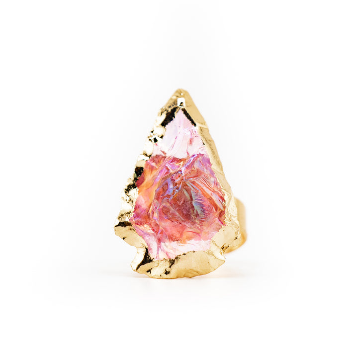 Anillo de piedra preciosa natural en forma de flecha para mujeres y hombres - Regalo de joyería con piedras preciosas