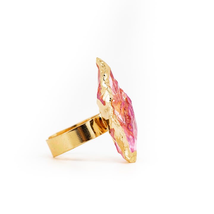 Anillo de piedra preciosa natural en forma de flecha para mujeres y hombres - Regalo de joyería con piedras preciosas