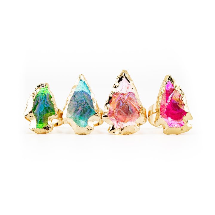 Anillo de piedra preciosa natural en forma de flecha para mujeres y hombres - Regalo de joyería con piedras preciosas