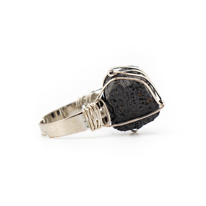 Natural Black Tourmaline Wire Wrapped Ring for Women & Men - Gemstone Ring Jewelry Gift