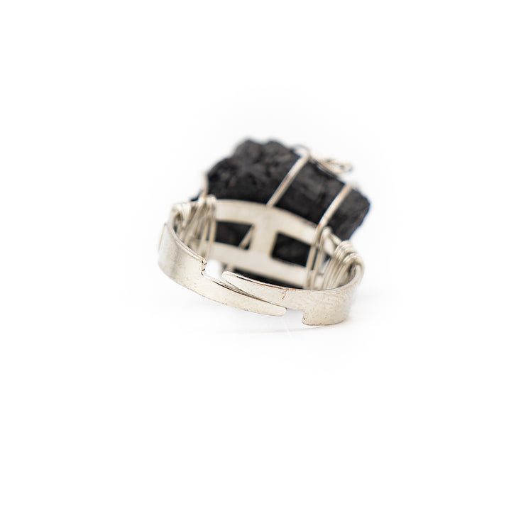 Natural Black Tourmaline Wire Wrapped Ring for Women & Men - Gemstone Ring Jewelry Gift