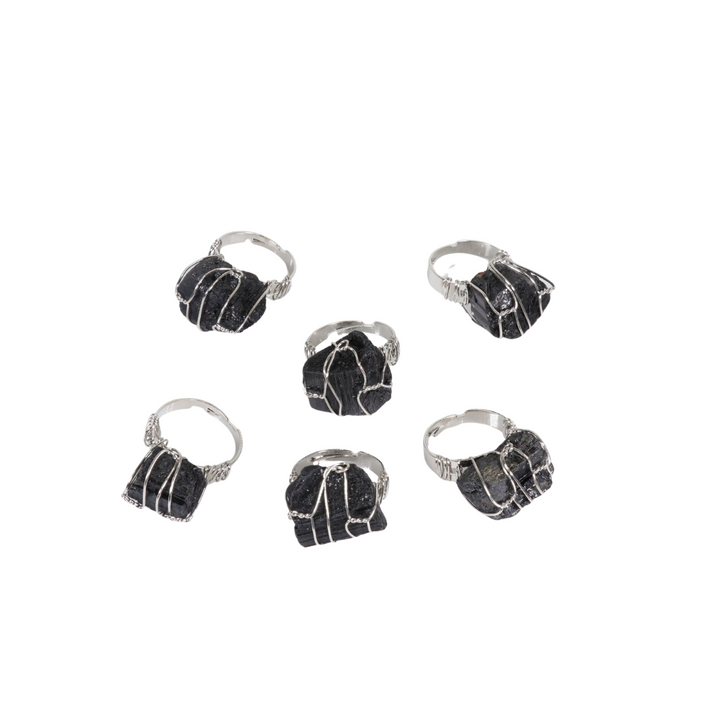 Natural Black Tourmaline Wire Wrapped Ring for Women & Men - Gemstone Ring Jewelry Gift