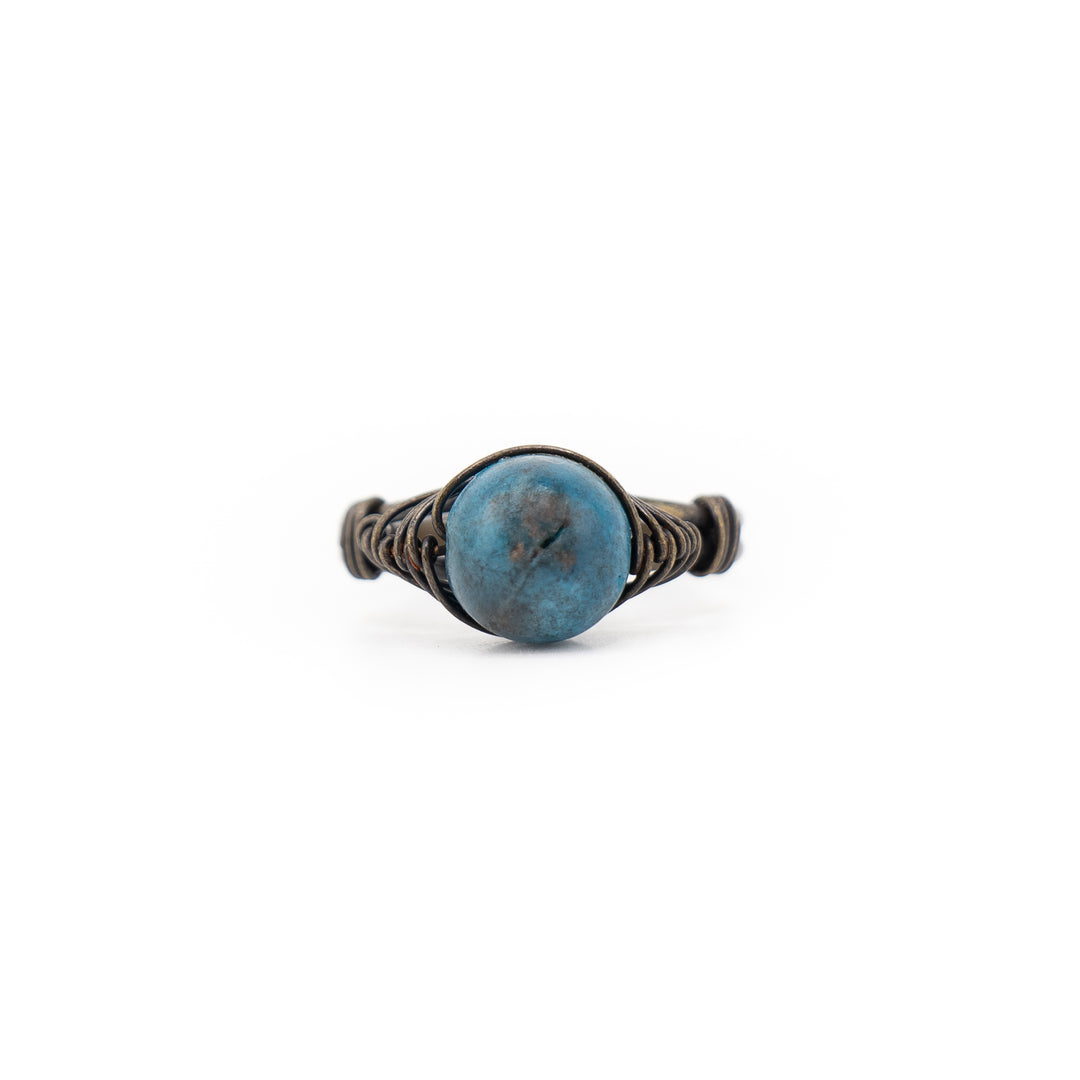 Bague en pierre précieuse enveloppée de fil naturel pour femme et homme – Bijou cadeau
