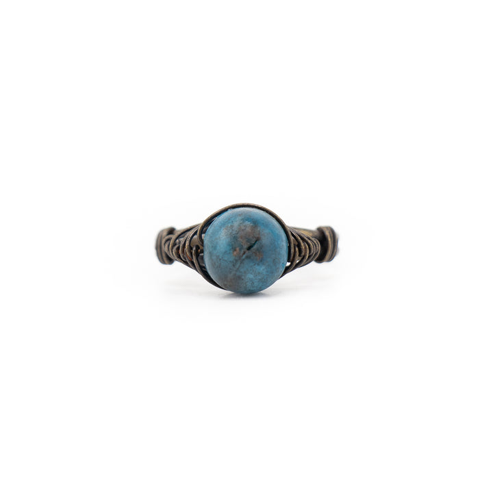 Bague en pierre précieuse enveloppée de fil naturel pour femme et homme – Bijou cadeau