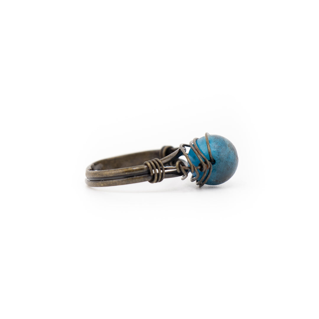 Bague en pierre précieuse enveloppée de fil naturel pour femme et homme – Bijou cadeau