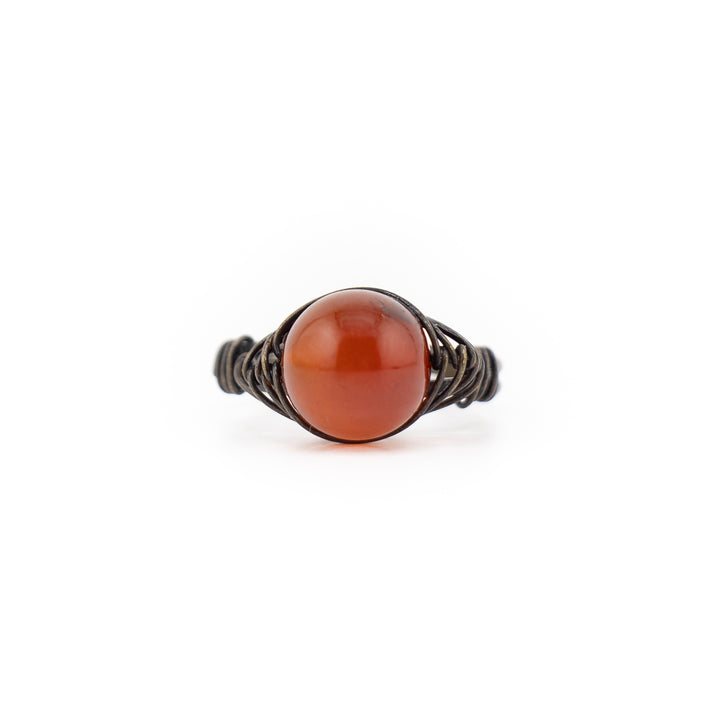 Bague en pierre précieuse enveloppée de fil naturel pour femme et homme – Bijou cadeau