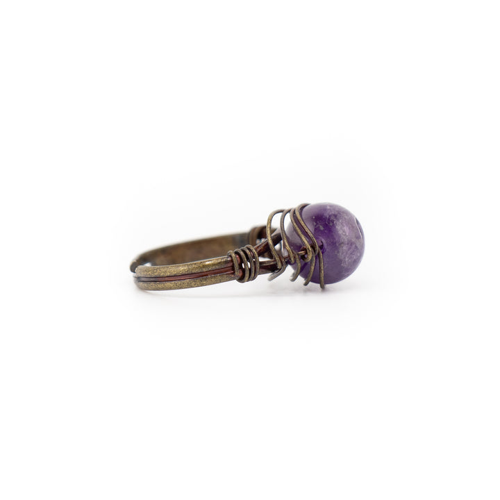 Bague en pierre précieuse enveloppée de fil naturel pour femme et homme – Bijou cadeau