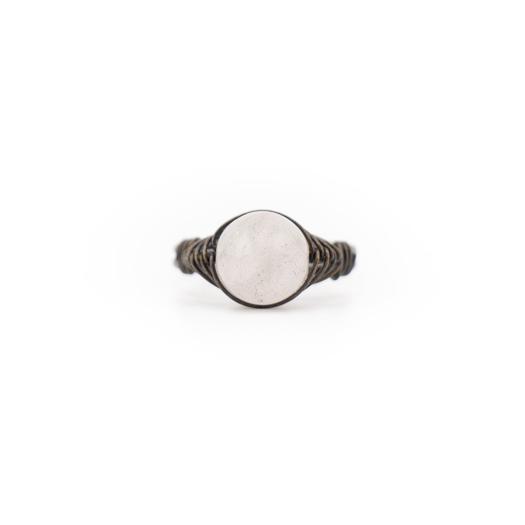 Bague en pierre précieuse enveloppée de fil naturel pour femme et homme – Bijou cadeau