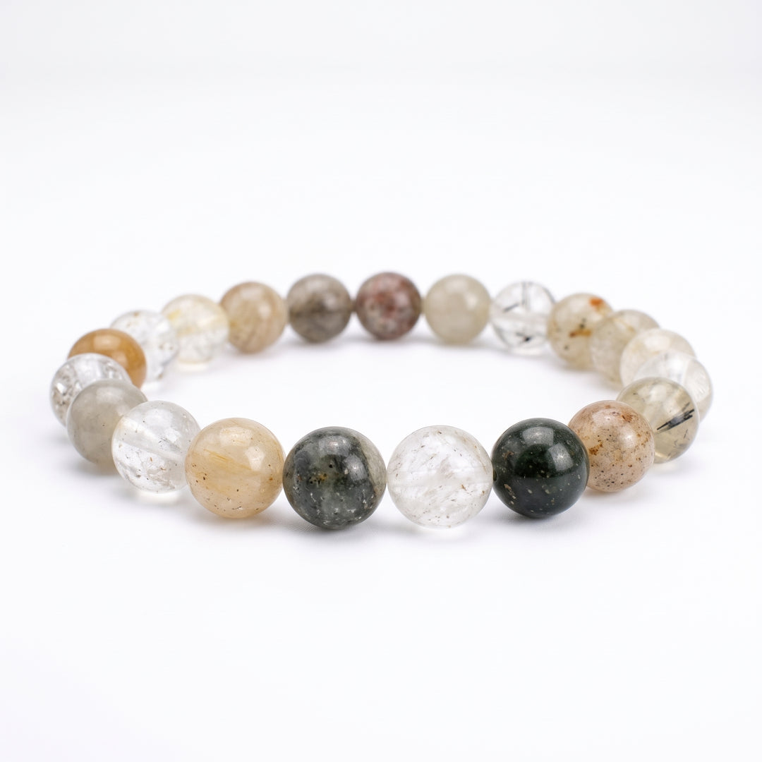 Golden Rutilated Quartz Metal-Free Stretch Bracelet – 8mm Illuminating Crystal Jewelry
