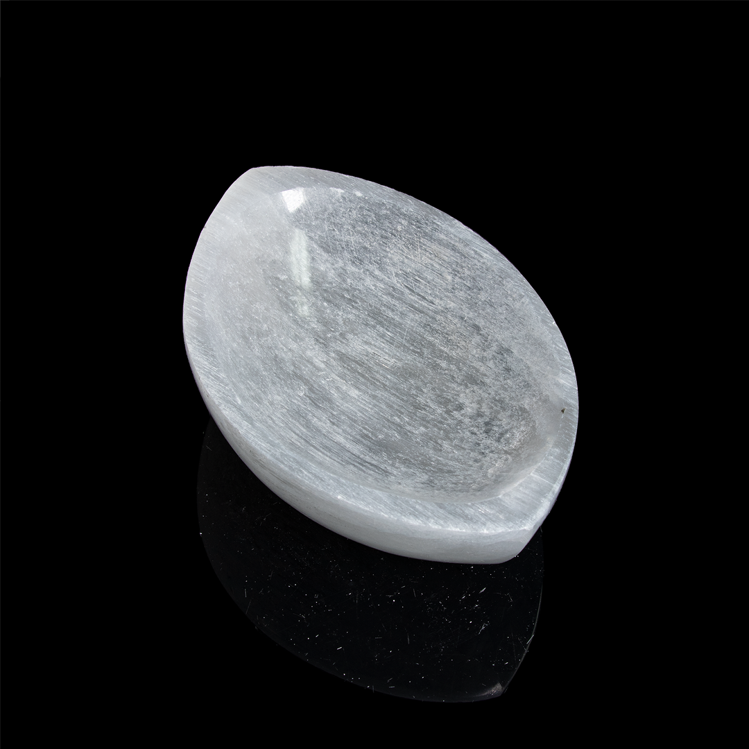 Natural Selenite Marquise Bowl - 4 Inches Selenite Crystal - Cleansing & Recharging Healing Stone