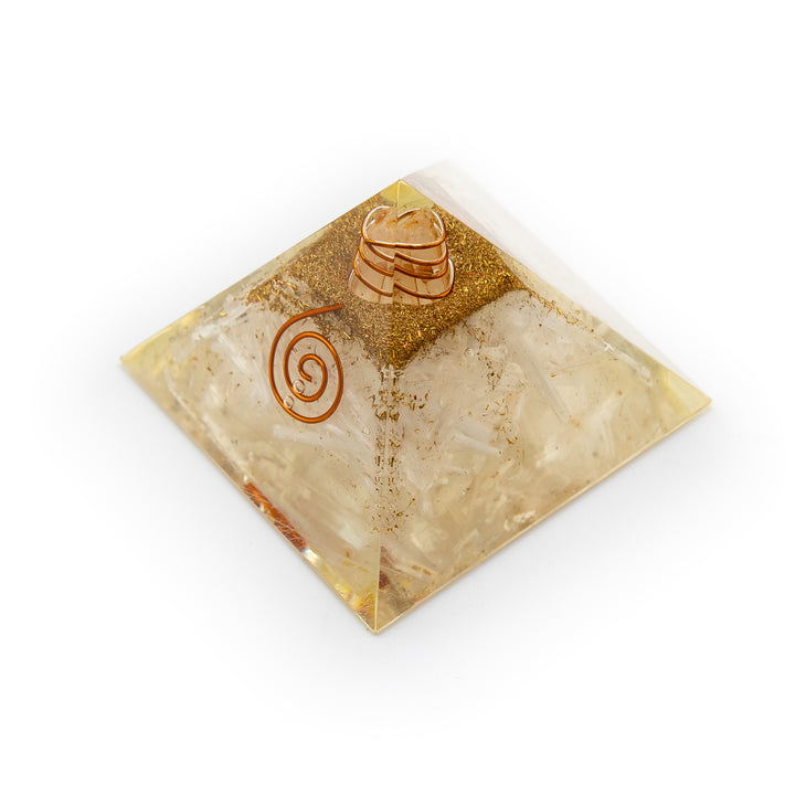 Selenite Orgonite Pyramid – Energy Cleanser & Aura Purifier (1.5")