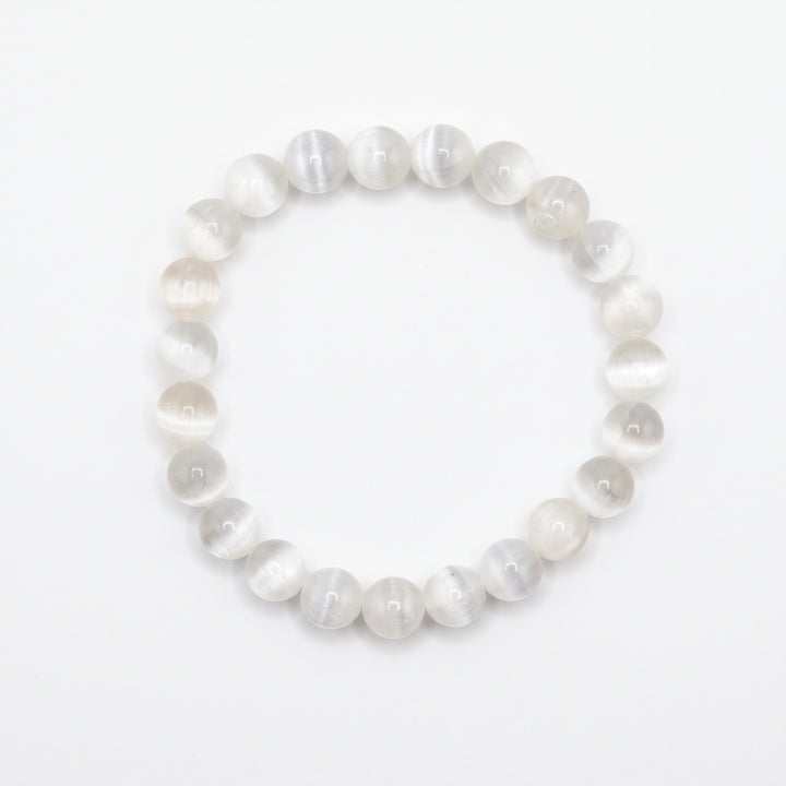 Selenite Metal-Free Stretch Bracelet – 8mm Cleansing Crystal Jewelry