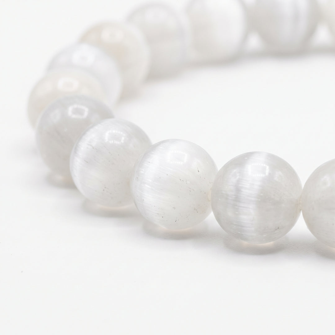 Selenite Metal-Free Stretch Bracelet – 8mm Cleansing Crystal Jewelry