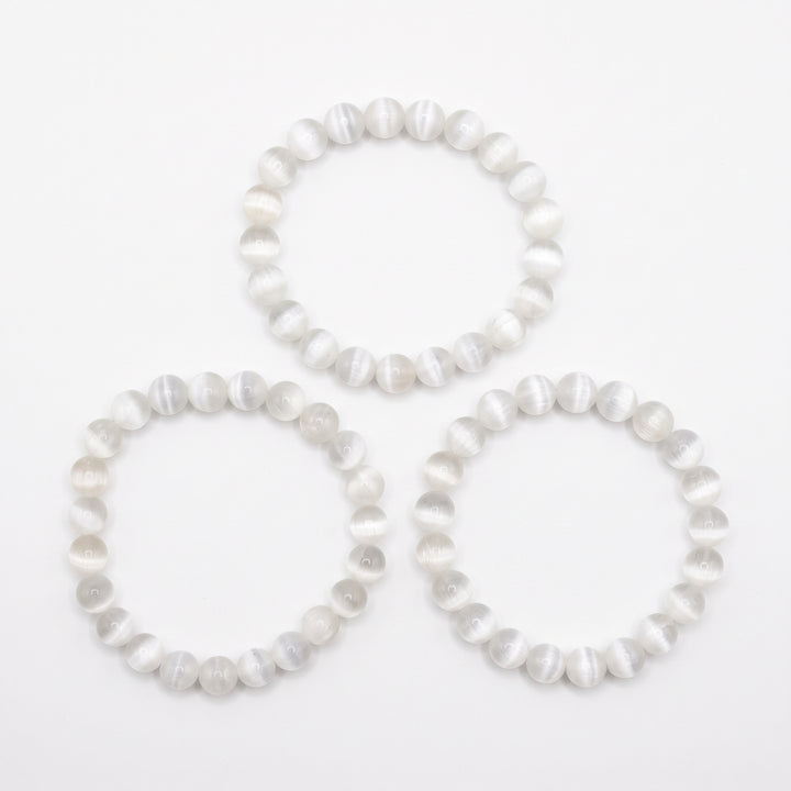 Selenite Metal-Free Stretch Bracelet – 8mm Cleansing Crystal Jewelry