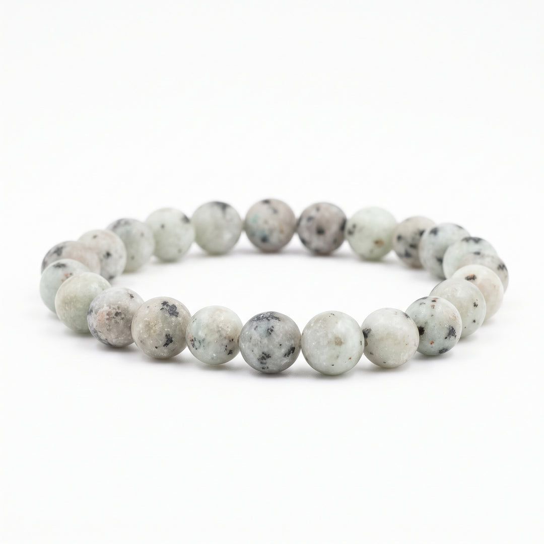 Sesame Kiwi Jasper Metal-Free Stretch Bracelet – 8mm Natural Stone Jewelry