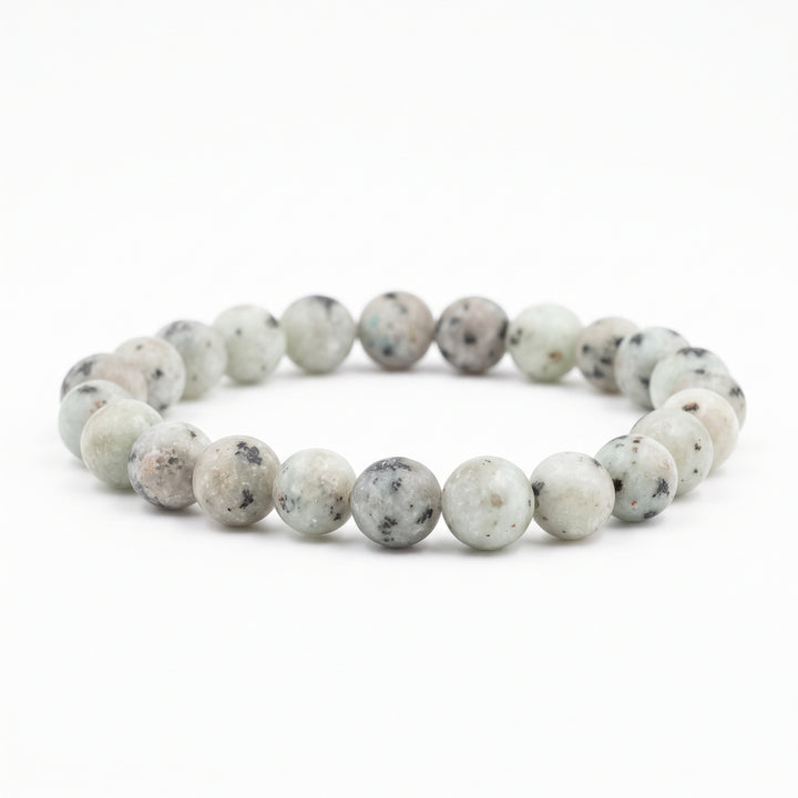 Sesame Kiwi Jasper Metal-Free Stretch Bracelet – 8mm Natural Stone Jewelry