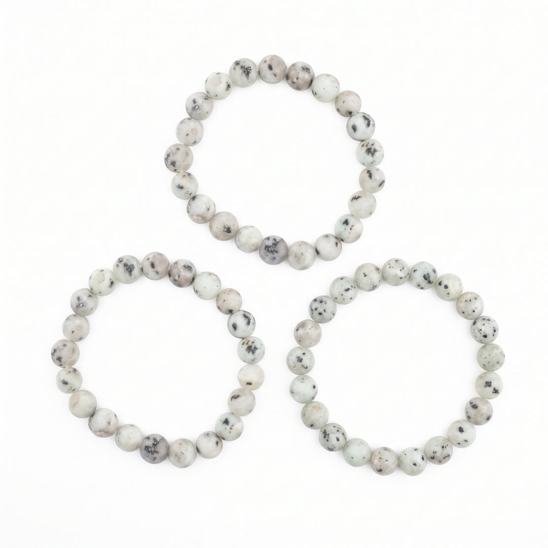 Sesame Kiwi Jasper Metal-Free Stretch Bracelet – 8mm Natural Stone Jewelry