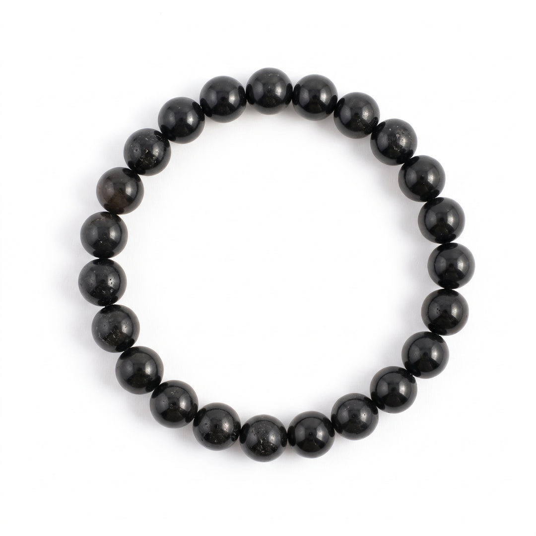 Shungite Metal-Free Stretch Bracelet – 8mm EMF Protection Stone Jewelry