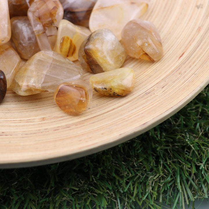 Natural Yellow Hematoid Quartz Tumbled Stone - Polished Crystal for Spiritual Growth & Positive Vibes