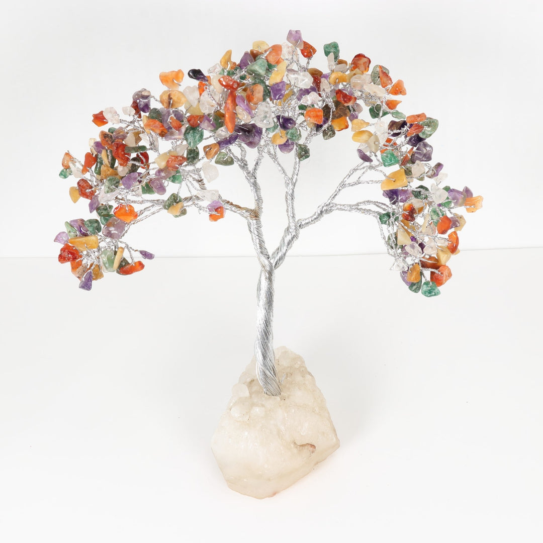 Catch Nature's Serenity: Handcrafted 8" Gemstone Tree with Zeolite Base - Mixed Stones Centerpiece for Harmonious Home Decor