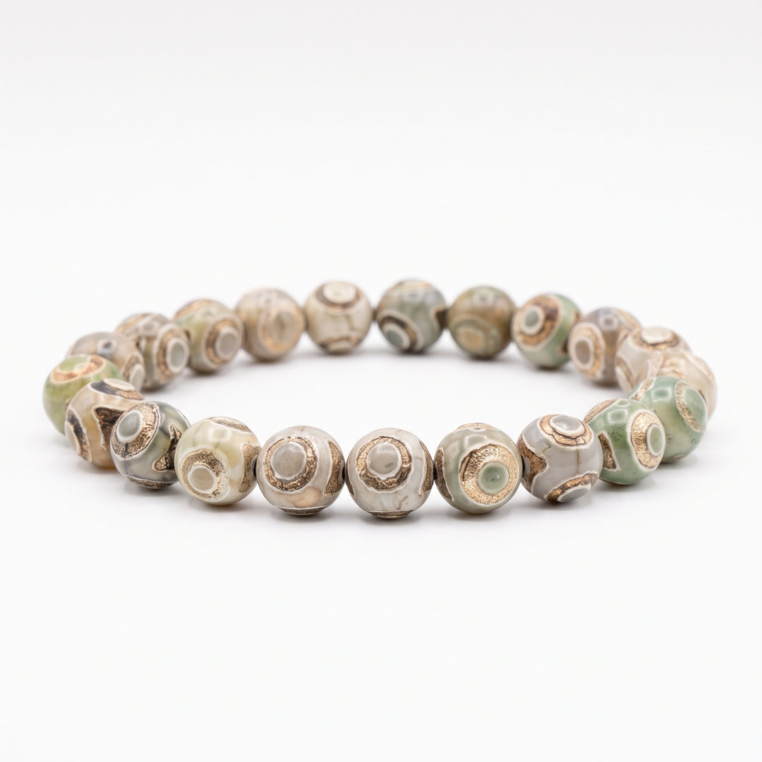 Tibetan Agate Metal-Free Stretch Bracelet – 8mm Protective Stone Jewelry