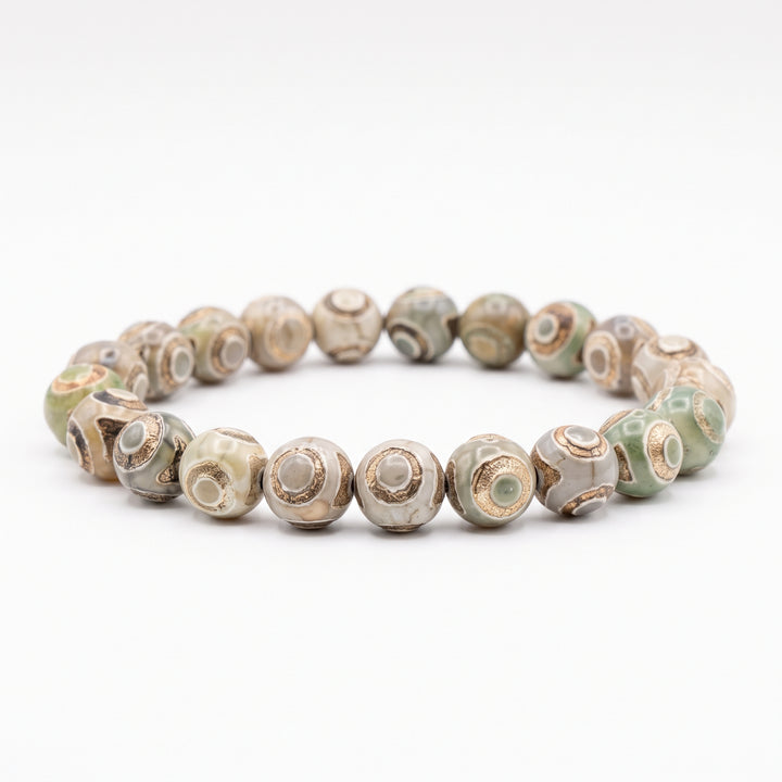 Tibetan Agate Metal-Free Stretch Bracelet – 8mm Protective Stone Jewelry