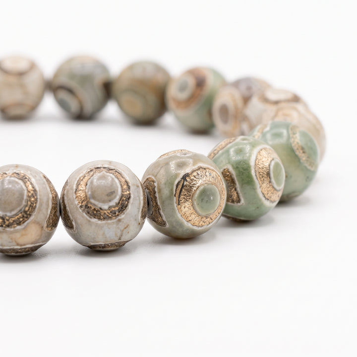 Tibetan Agate Metal-Free Stretch Bracelet – 8mm Protective Stone Jewelry