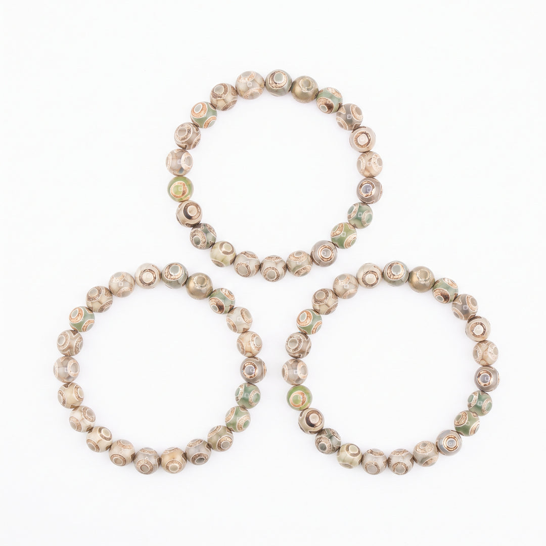 Tibetan Agate Metal-Free Stretch Bracelet – 8mm Protective Stone Jewelry