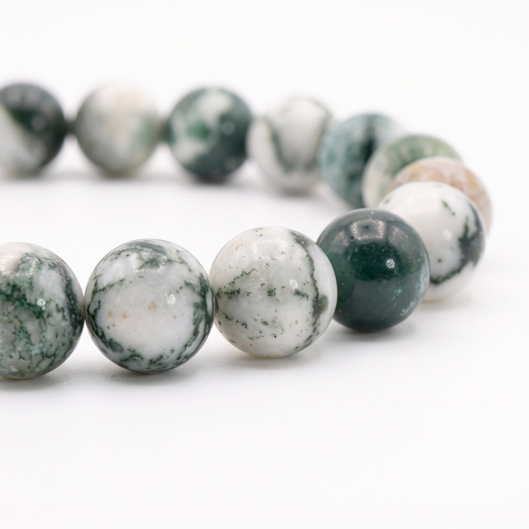 Tree Agate Metal-Free Stretch Bracelet – 8mm Natural Earth Stone Jewelry