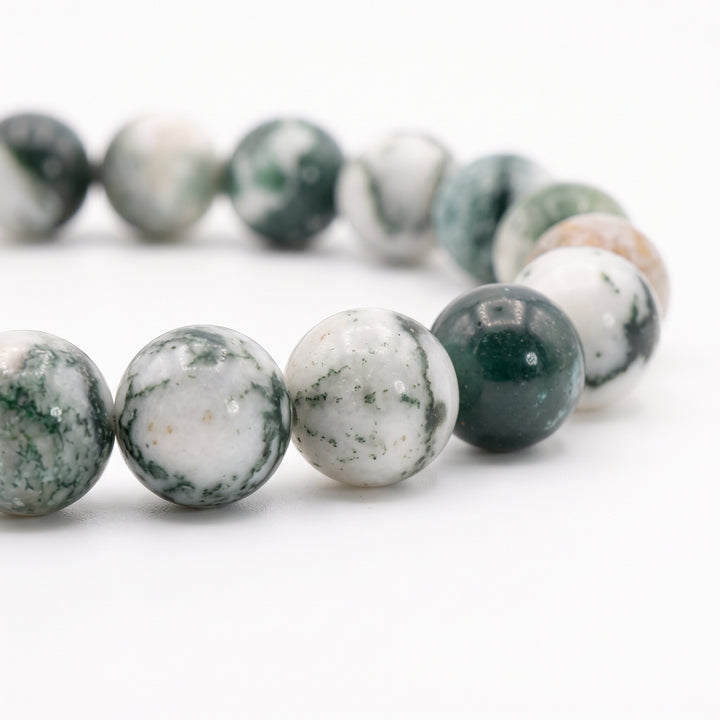 Tree Agate Metal-Free Stretch Bracelet – 8mm Natural Earth Stone Jewelry